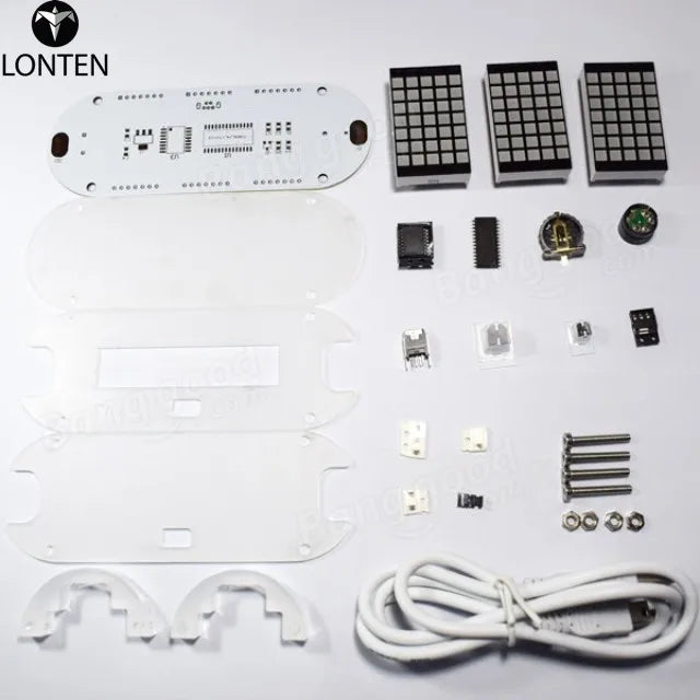 Custom Lonten DIY DS3231 Touch Key Precision High-Brightness LED Dot Matrix Display Desktop Alarm Clock Kit Manufacturer