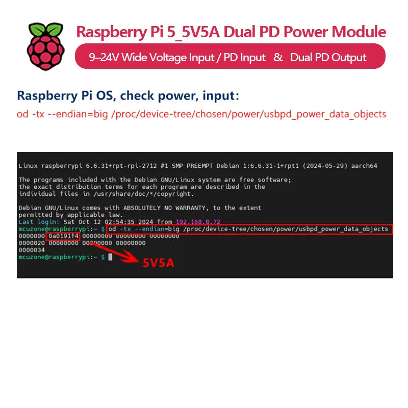 Dedicated 5V5A Dual PD Power Module for Raspberry Pi 5 924V Wide Voltage Input / PD Input and Dual PD Output