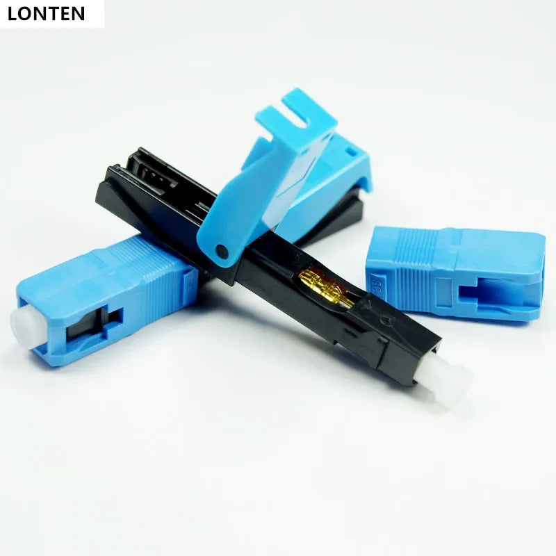 Custom 100PCS FTTH SC UPC Optical fiber covered wire SC UPC quick connector FTTH Fiber Optic Fast Connector SC Connector Manufacturer