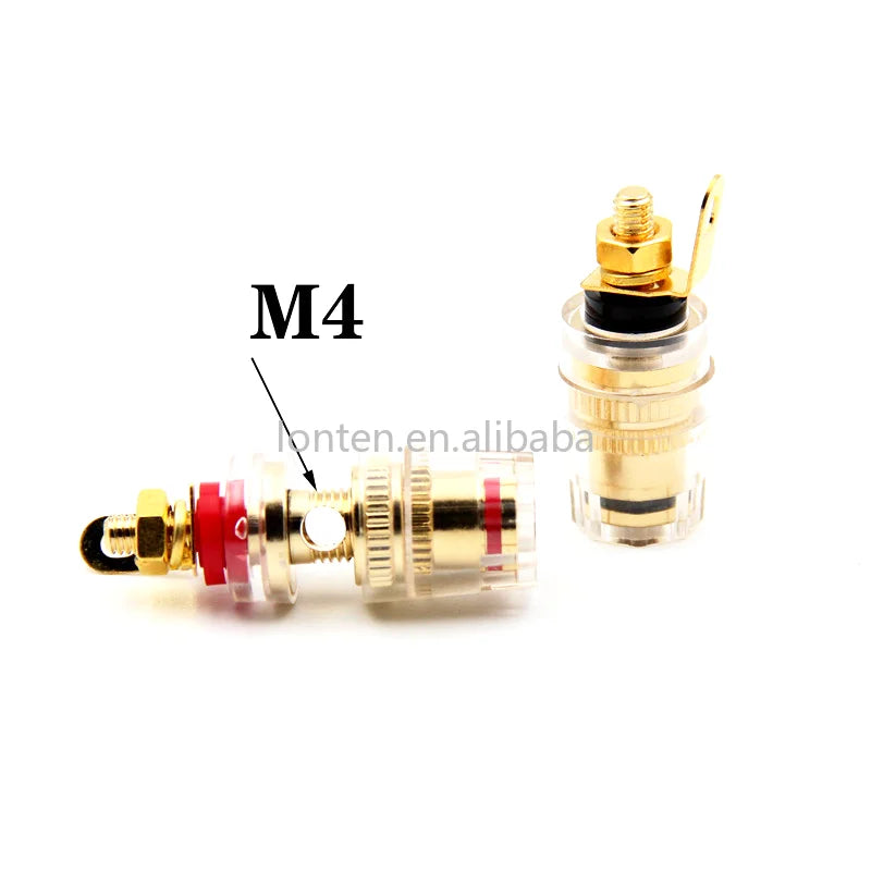 Custom Custom 2PCS Speaker Terminal Binding Post Transparent Power Amplifier Speaker 4mm Banana Plug Socket Pure Copper Gold Plating Manufacturer