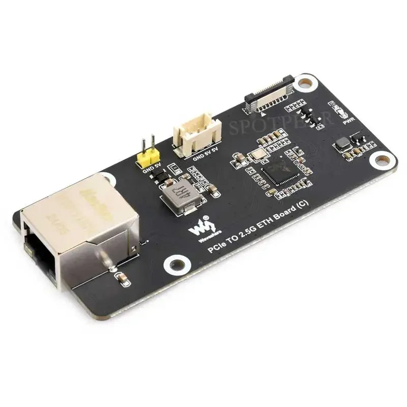 Custom Spotpear Raspberry Pi 5 PCIe to 2.5G Ethernet Adapter Board Plug and Play Extension Board for Education and Learning
