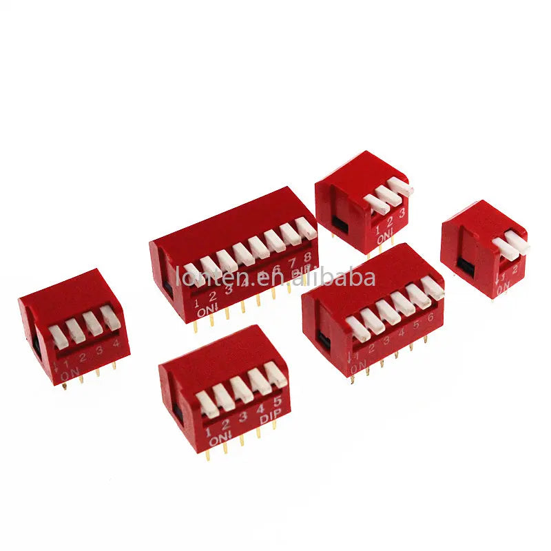 Custom 10pcs Slide Type Lateral Switch Module 2 3 4 5 6 8 Bit 2.54mm Position Way DIP Red Pitch Toggle Switch Red Snap Switch Manufacturer