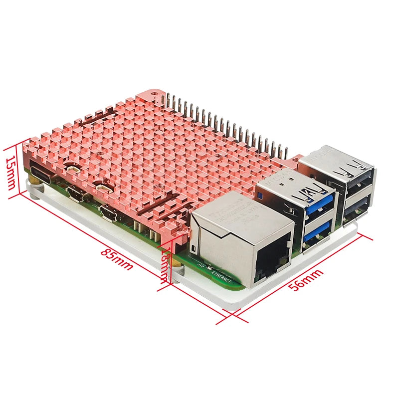 Raspberry Pi 5 Pure Copper Heatsink Acrylic Base Case Optional Fan Passive Active Cooling for  Raspberry Pi 5