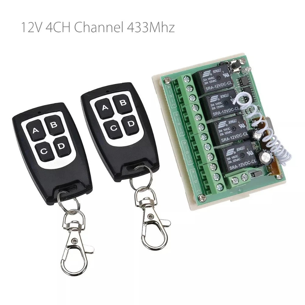 Custom 12V 4CH Channel 433Mhz Wireless Remote Control Switch Integrated Circuit With 2 Transmitter DIY Replace Parts Tool Kits Manufacturer