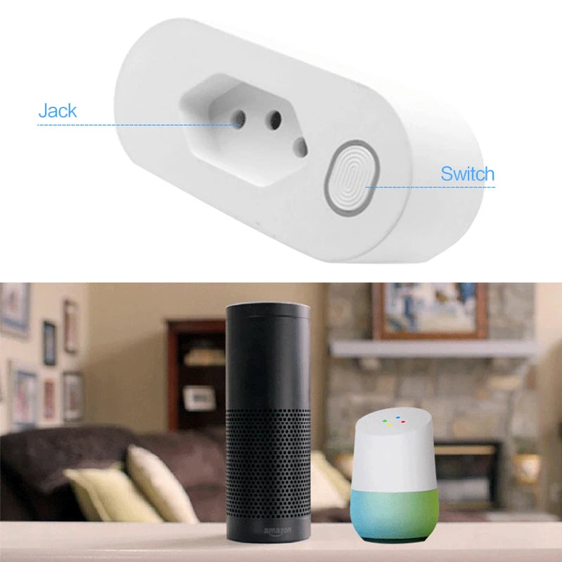 Custom New Smart WiFi Plug  16A Brazil Socket Standard With  Monitor APP Remote Control Works With Google Assistant Alexa Home Manufacturer