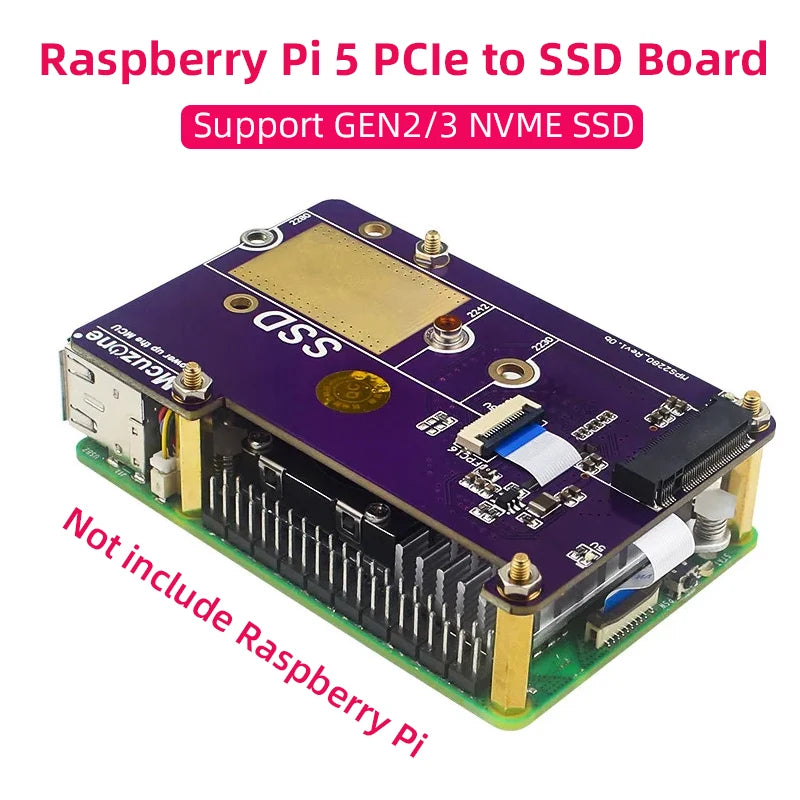 Custom Raspberry Pi 5 PCIe to M.2 NVMe SSD Supports Gen2/3 Fit Size 2230 2242 2280 PCIE SSD Expansion Board For Pi5 RPi 5