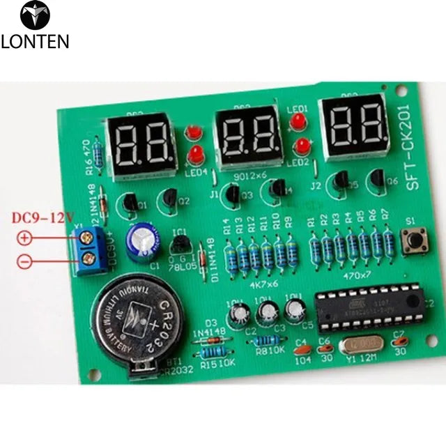 Custom Lonten  DIY 6 Digital LED Electronic Clock Kit 9V-12V AT89C2051 without battery Manufacturer