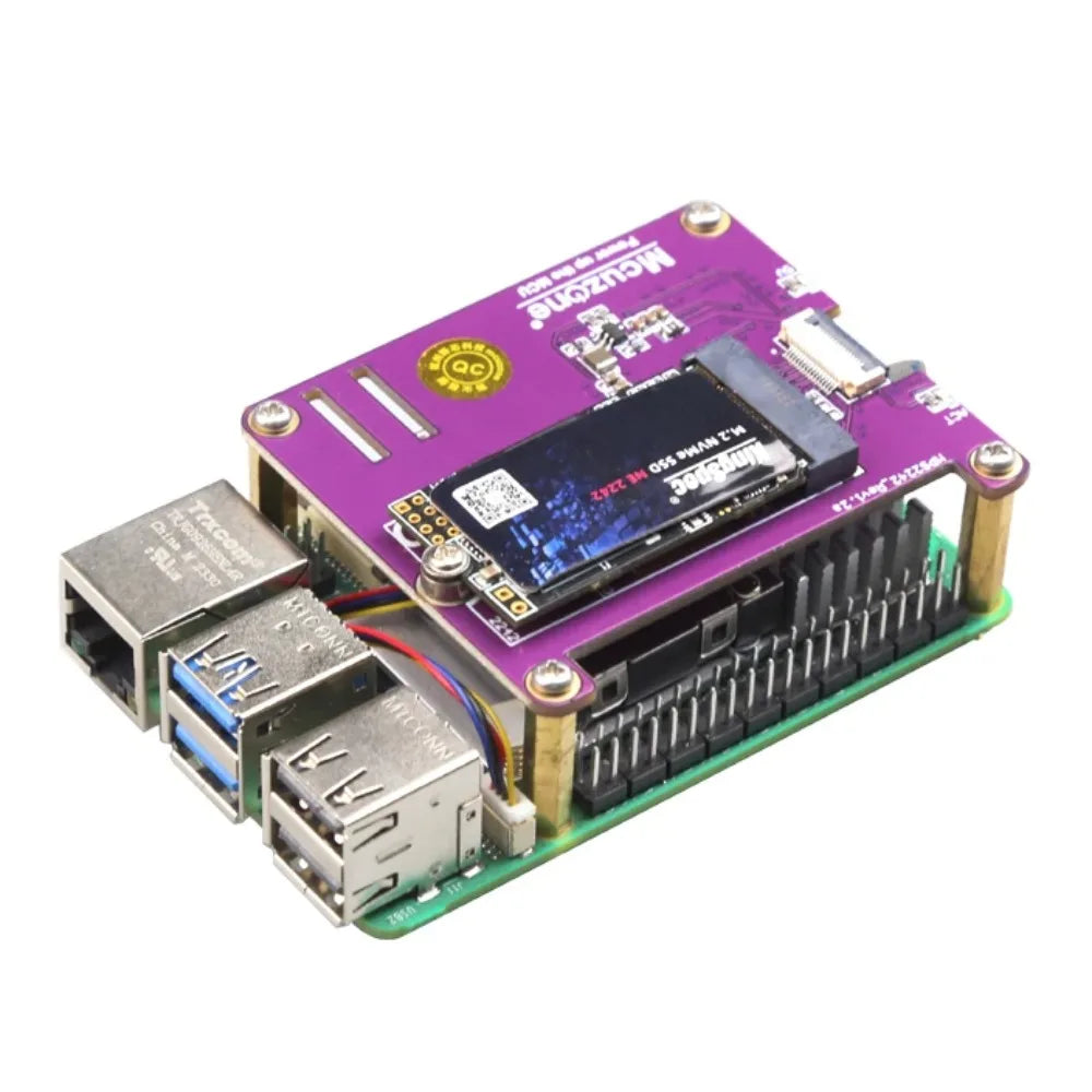 MPS2242 , PCIE M.2 NVME SSD HAT for Raspberry Pi 5, Support 2230 2242  Gen3 Custom