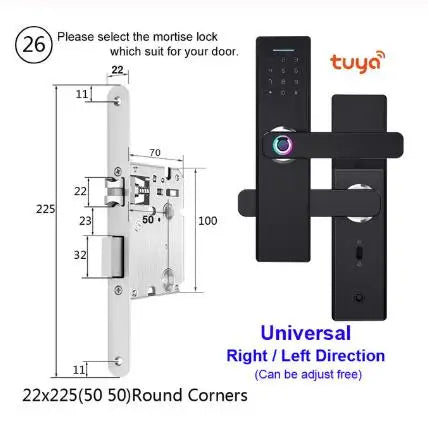 Custom Wifi Electronic Door Smart  Lock With Tuya APP Remotely  Biometric Fingerprint  Smart Card Password tuya smart lock Manufacturer