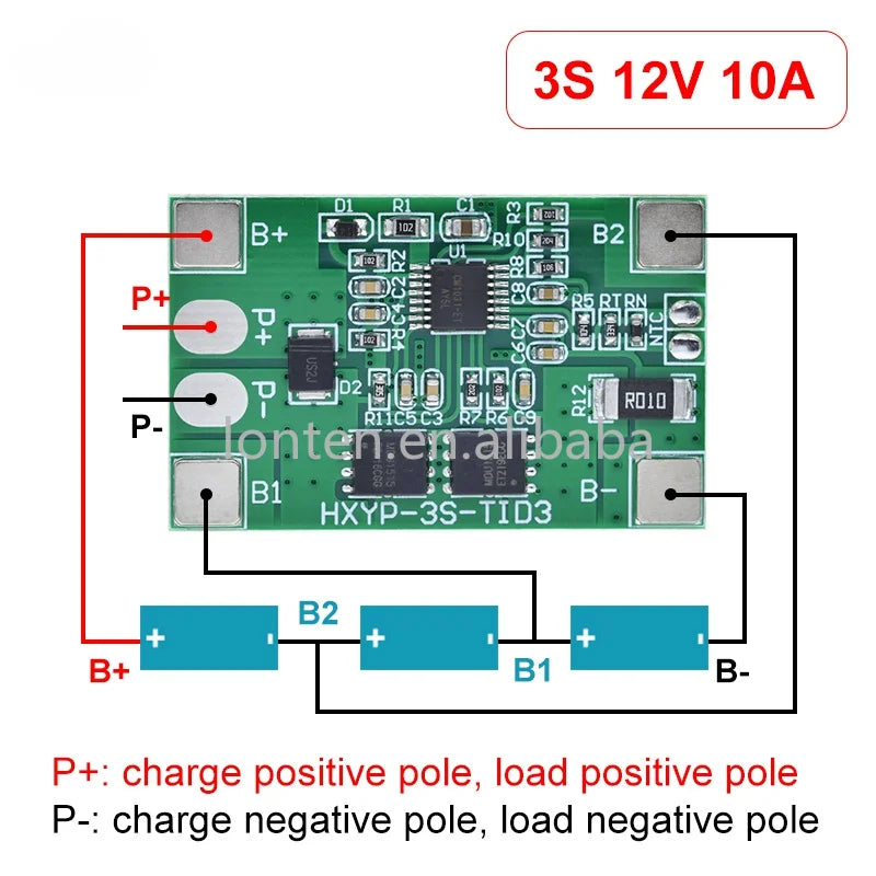 Custom 3S 10A Li-ion Lithium Battery 18650 Charger PCB BMS Protection Board 12V 11.1V 12.6V Prevent overcharge Manufacturer
