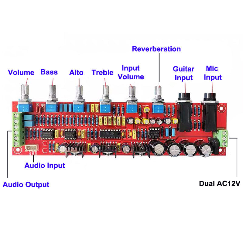 NE5532 PT2399 Karaoke OK tone Preamplifier Board Audio Reverberation equalizer Preamp Tone Control Pre amplifier pcb assembly customize
