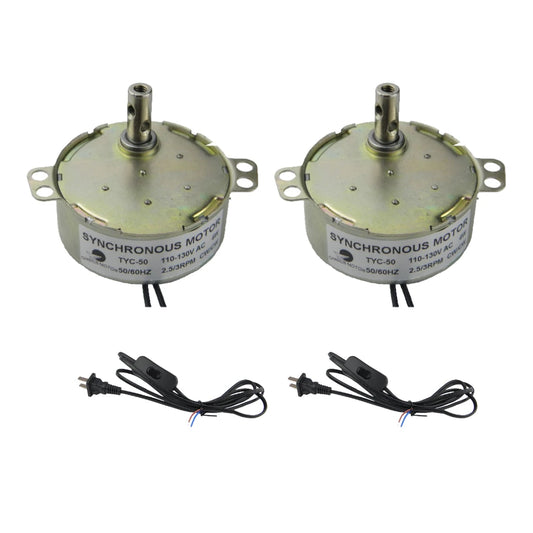 Custom Incubator Motor TYC-50 110V/220V 2.5-3RPM/5-6RPM Synchronous Motor With Cord 1.8m Length Power Cord Switch Plug Extension 2PCS Manufacturer