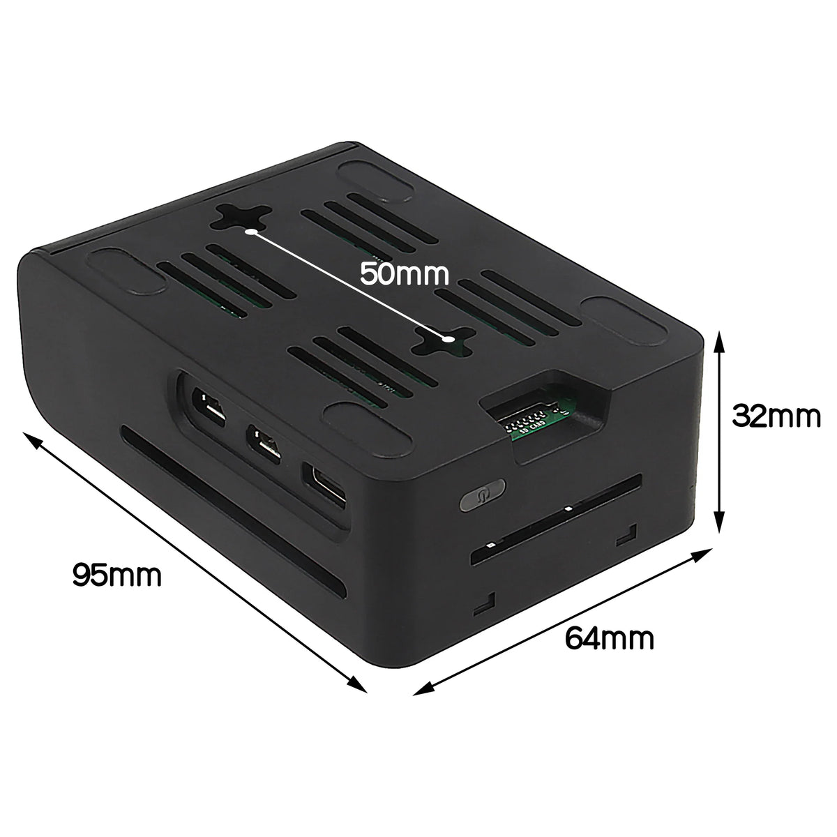 Raspberry Pi 5 ABS Case Support Active Cooler & X1003 PCIe to M.2 NVMe Shield
