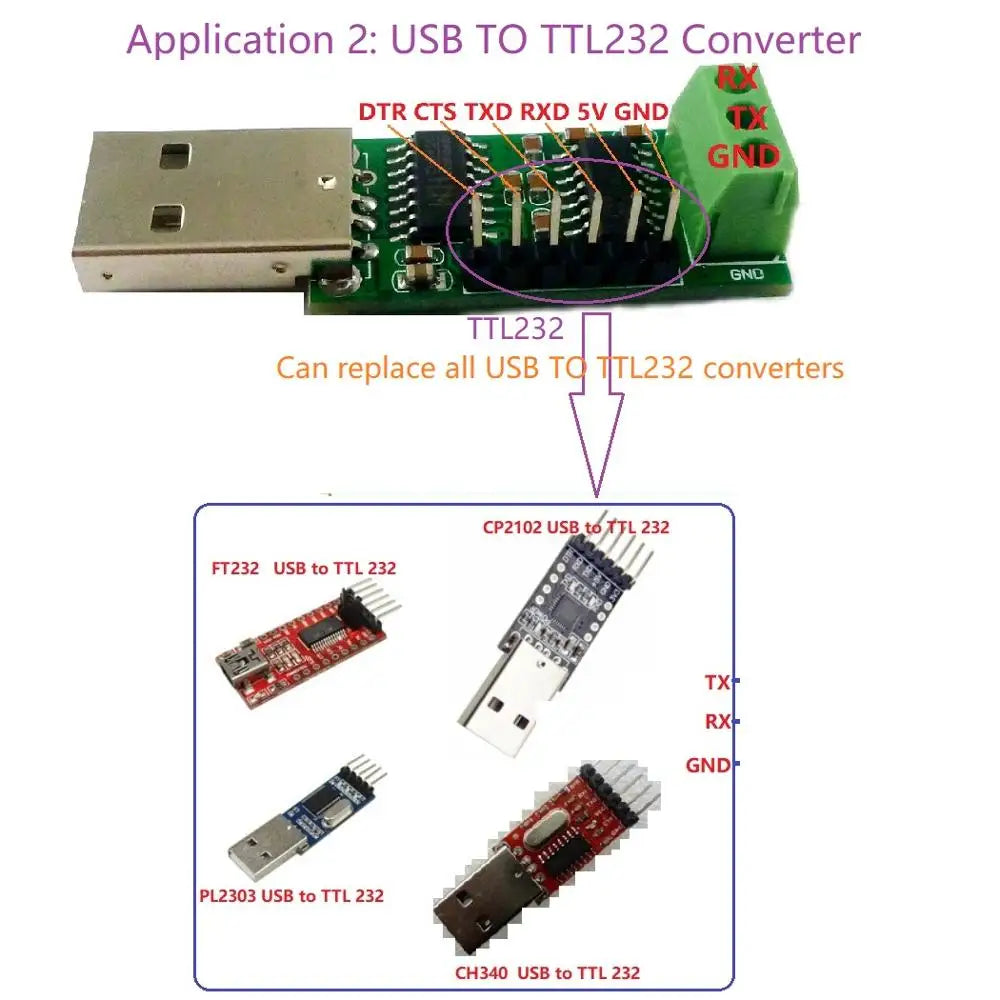 Custom OEM USB TO Serial port Multi-function converter Module RS232 TTL CH340 SP232 IC WIN10 for Pro mini STM32 AVR PLC PTZ Modubs Manufacturer