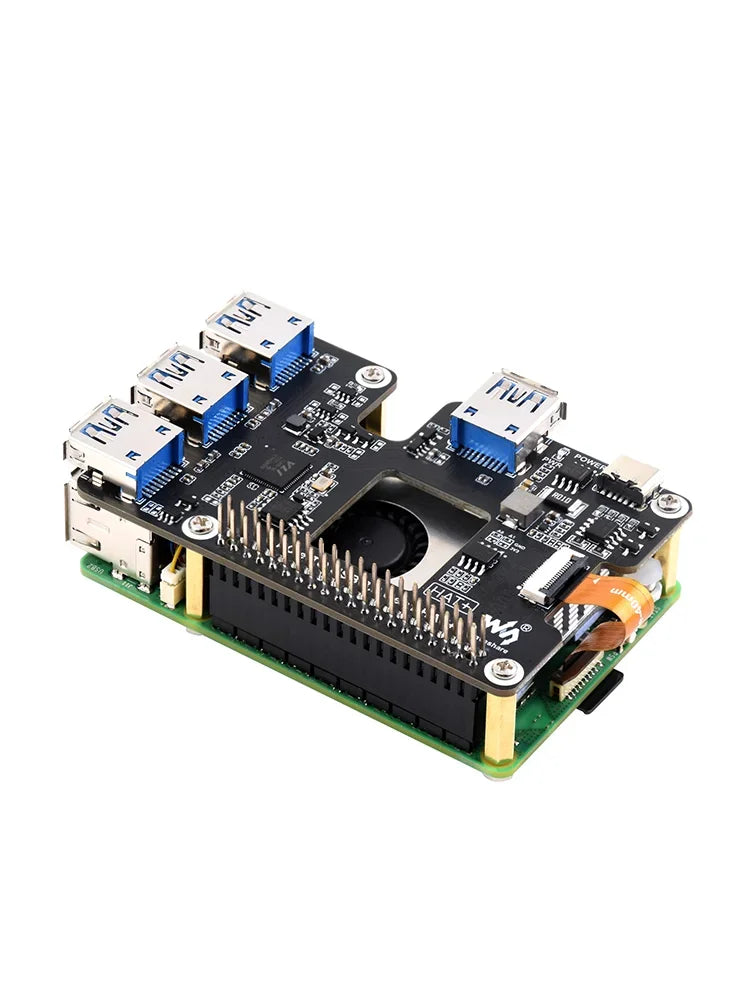Raspberry Pi 5 PCIe 4-Port USB 3.0 Expansion HAT - High-Speed USB Hub Board for Pi 5