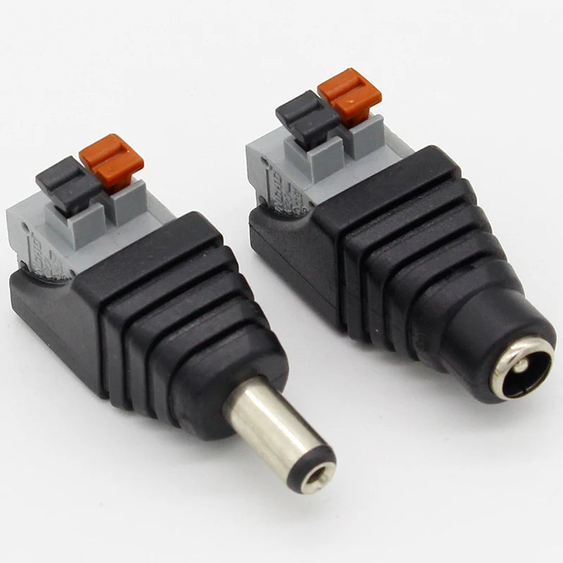 Custom DC Male +5 pcs DC Female connector 2.1*5.5mm DC Power Jack Adapter Plug Connector for 3528/5050/5730 single color led strip Manufacturer