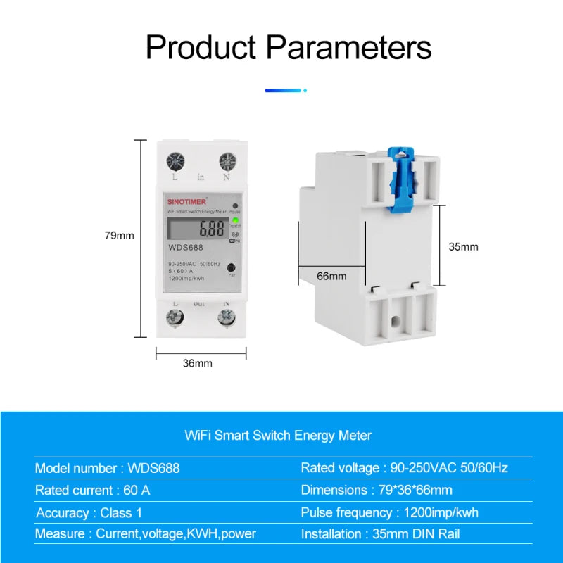 Custom NewElectronic Component Digital Electric Consumption KWh Din Rail Smart  Meter WiFi Power Meter Watt Remote Switch Control Monit Manufacturer