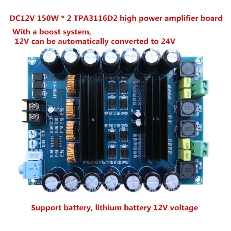 Custom 2*150W Audio High Power 2 Channels TPA3116D2 Stereo audio amplifier board Car Amplifier with Boost System pcb assembly Manufacturer