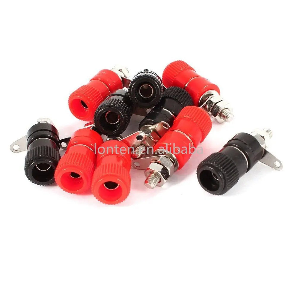 Custom Custom 10pcs/lot 4mm Banana Socket Nickel Plated Binding Post Nut Banana Plug Jack Connector Red Black Manufacturer