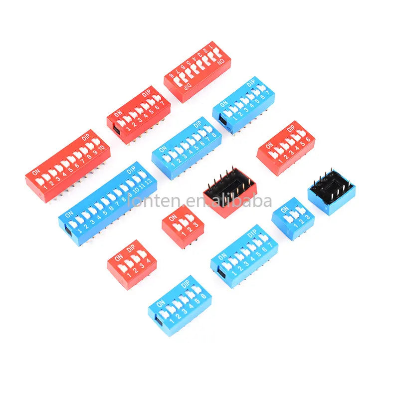 Custom 50PCS Red/Blue 2.54mm Pitch Slide Type Switch 1P/2P/3P/4P/5P-10P DIP Switch New Manufacturer