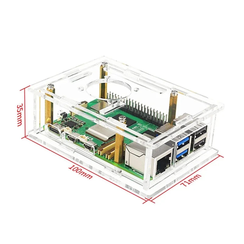 For Raspberry Pi 5 Acrylic Case+Heat Sink With Cooling Fan Transparent Shell Protective Case Replacement For Pi 5
