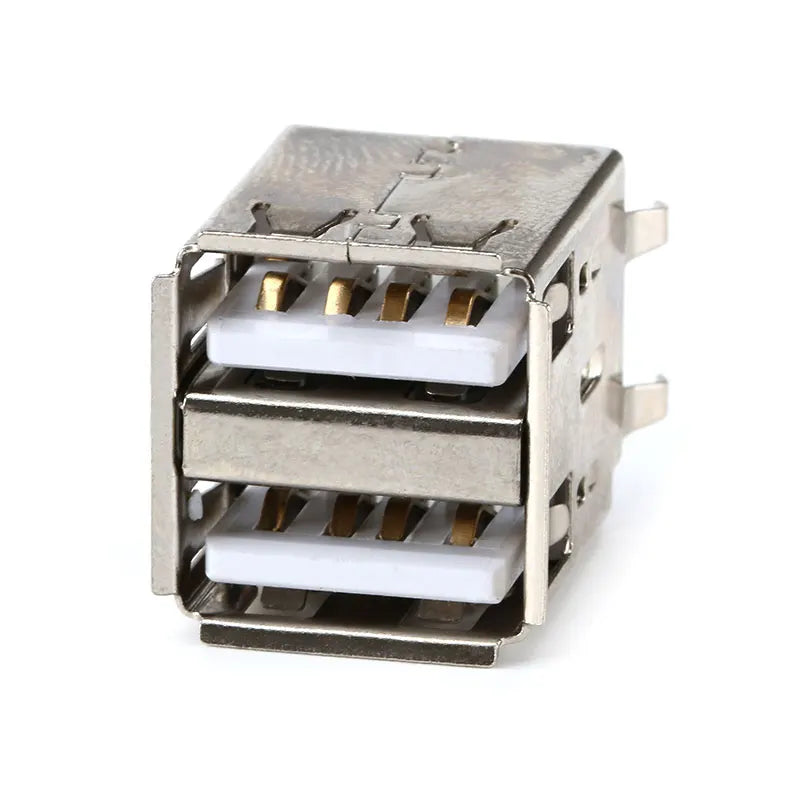 Custom 10Pcs Double USB Type A Female Solder Jacks Connector PCB Socket USB-A type 180 Degrees Vertical 4pins Manufacturer
