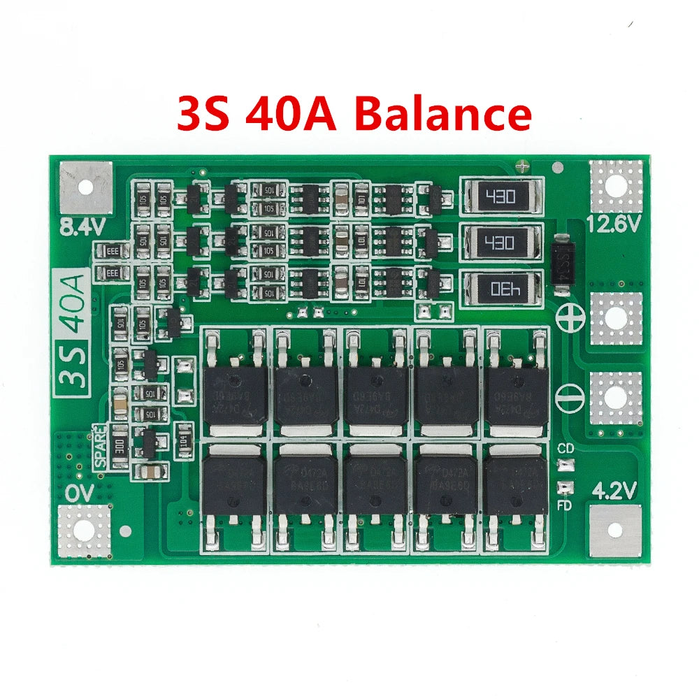 Custom 3S/4S 40A 60A Li-ion Lithium Battery Charger Protection Board 18650 BMS For Drill Motor 11.1V 12.6V/14.8V 16.8V Enhance/Balance Manufacturer