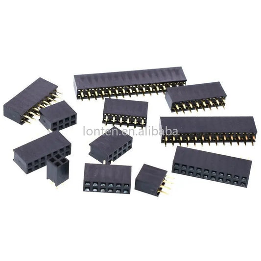 Custom 10pcs 2.54mm 2X2/3/4/5/6/8/10/12/13/15/20/40 Pin Double Row Straight Needle PCB Strip Connector 2.54 Female Header Manufacturer
