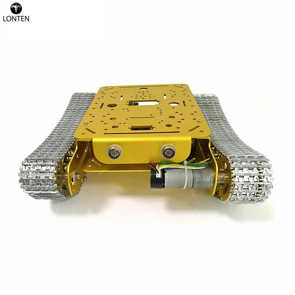Custom Lonten TS100 DIY Metal Shock Absorption Tracked Robot Programmable Smart Car Chassis Kit with 9/12/33v Motor (No Encoder) - Gold Manufacturer