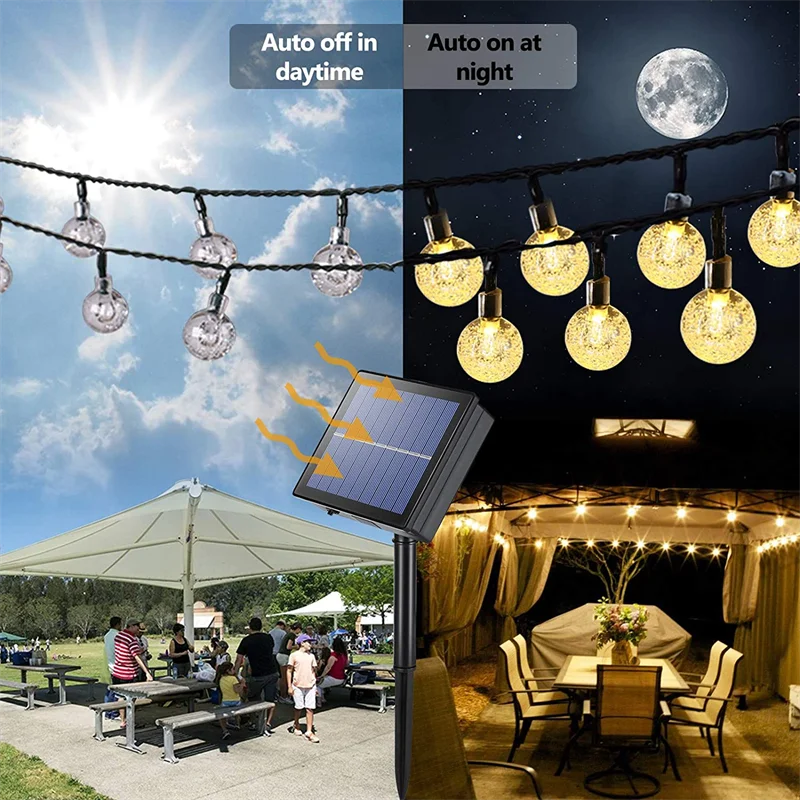 Custom 60 LED Solar Fairy Lights Outdoor LED Solar String Lamps 11M Waterproof 8 Modes for Tree Christmas Decoration Party Decor Garden Manufacturer