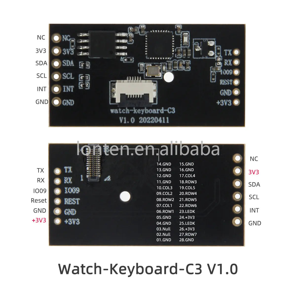 Custom Watch-Keyboard-C3 V1.0 ESP32-C3 T-Watch Expansion Module QWERTY BT Wireless MINI Small Keyboard Development Board Manufacturer