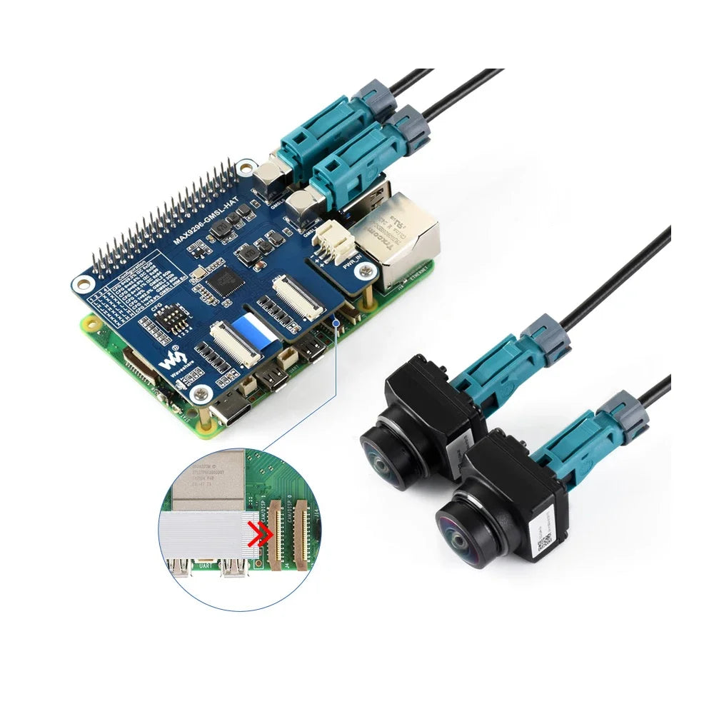2-Channel PI5 GMSL Camera HAT Expansion Board Adapter for RasPi Raspberry Pi 5 Projects 1GB 4GB 16GB RAM Accessories