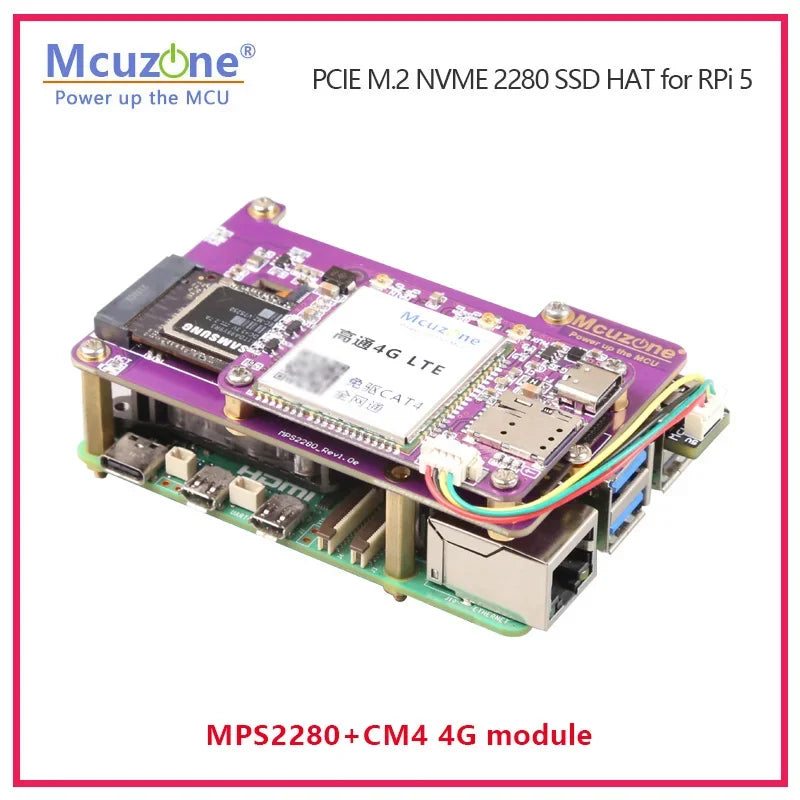 MPS2280-16GB System Disk)PCIE M.2 NVME 2280 Gen3 SSD HAT for Raspberry Pi 5 16GB NVME SSD Custom
