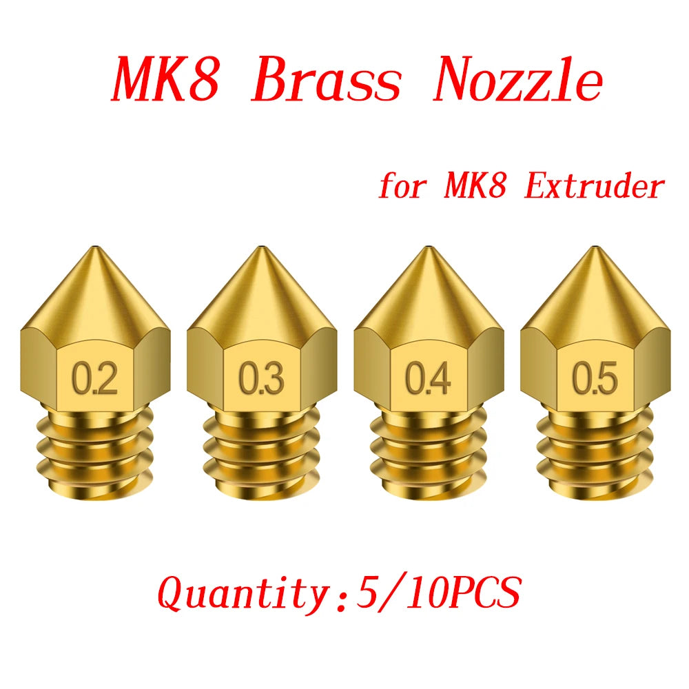 Custom MK8 Brass Nozzle 0.2 0.3 0.4 0.5 0.6MM Extruder Print Head Nozzle 1.75MM Filament For 3D Printer Ender-3 CR10 CR10S Manufacturer