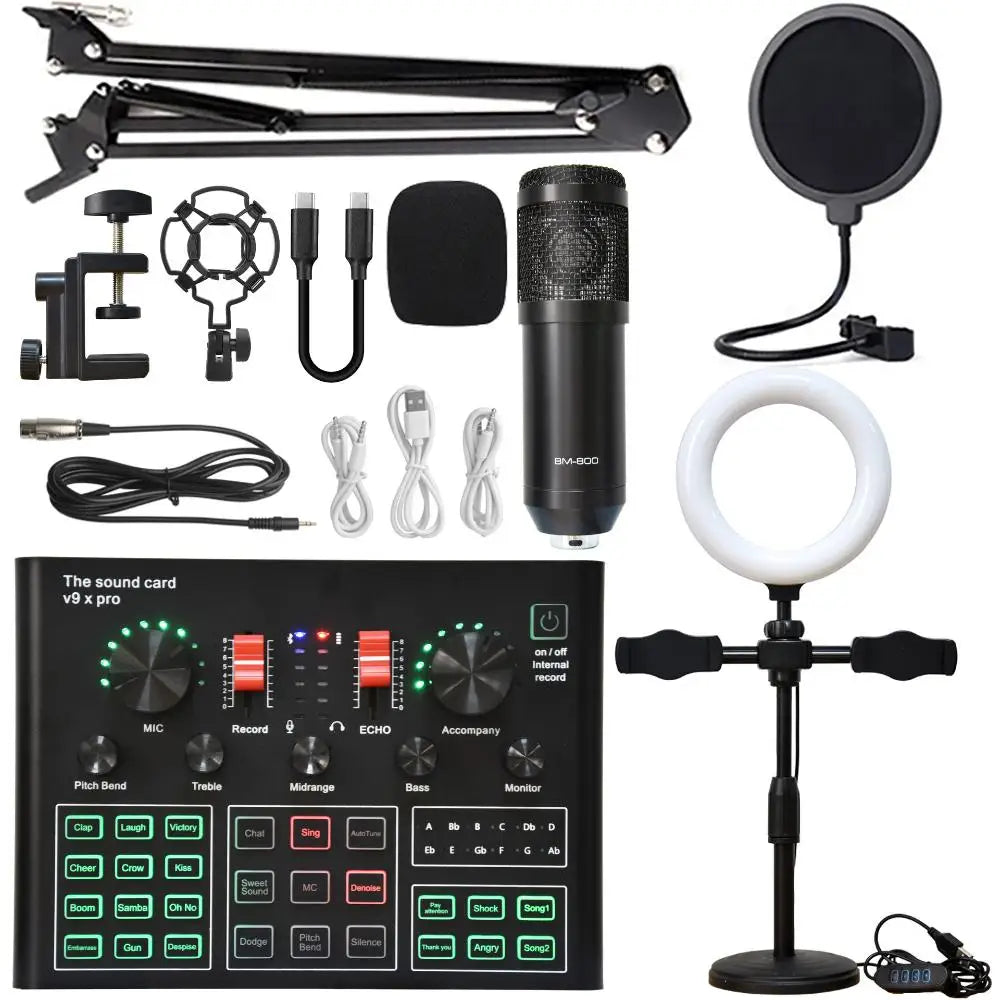 Custom LT V9XPro BM800 Sound Card Studio Music Set Mixer Noise Reduction Portable Microphone Voice Live Broadcast for Phone PC Record Manufacturer