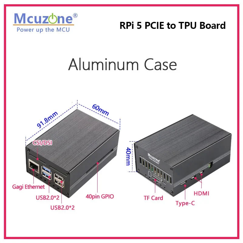 MPTPU Raspberry Pi 5 PCIE To TPU HAT   M.2 E Key Interface, Support Google Coral Edge TPU Custom
