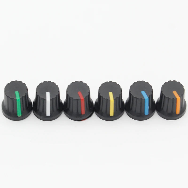 Custom Newest !! Hot Sale 12 Pcs 6mm Shaft Hole Dia Plastic Threaded Knurled Potentiometer Knobs Caps Manufacturer