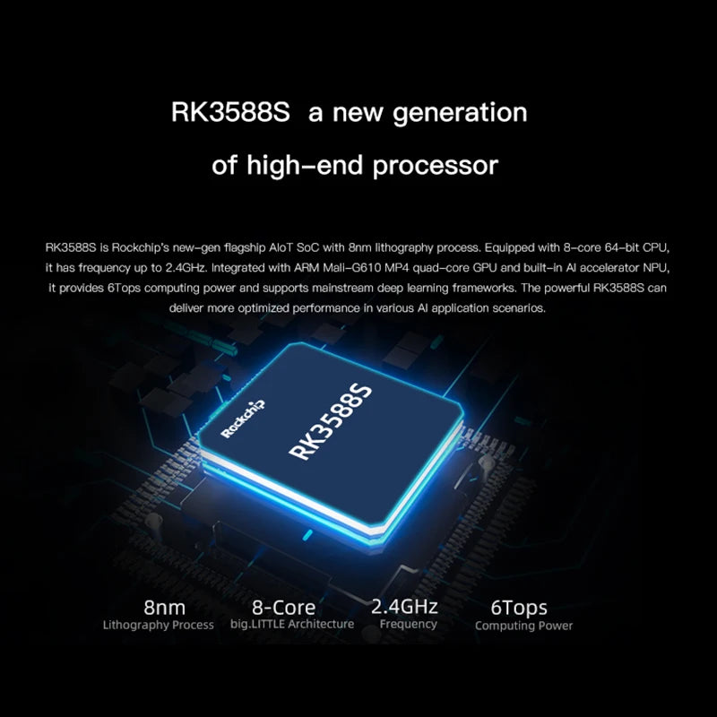 Custom  ROC-RK3588S-PC Rockchip RK3588 8K AI MainBoard 8-core 64-bit 4GB/8GB/16GB LPDDR4 NPU 6Tops Support Android Debian11AIoT Manufacturer