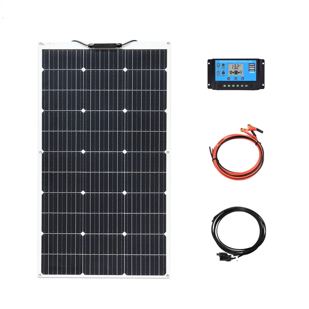 Custom 100W 18V High-efficiency Solar Panel Monocrystalline Cell Flexible Panel Solar System Kit Paneles Solares 12V Battery Charger Manufacturer