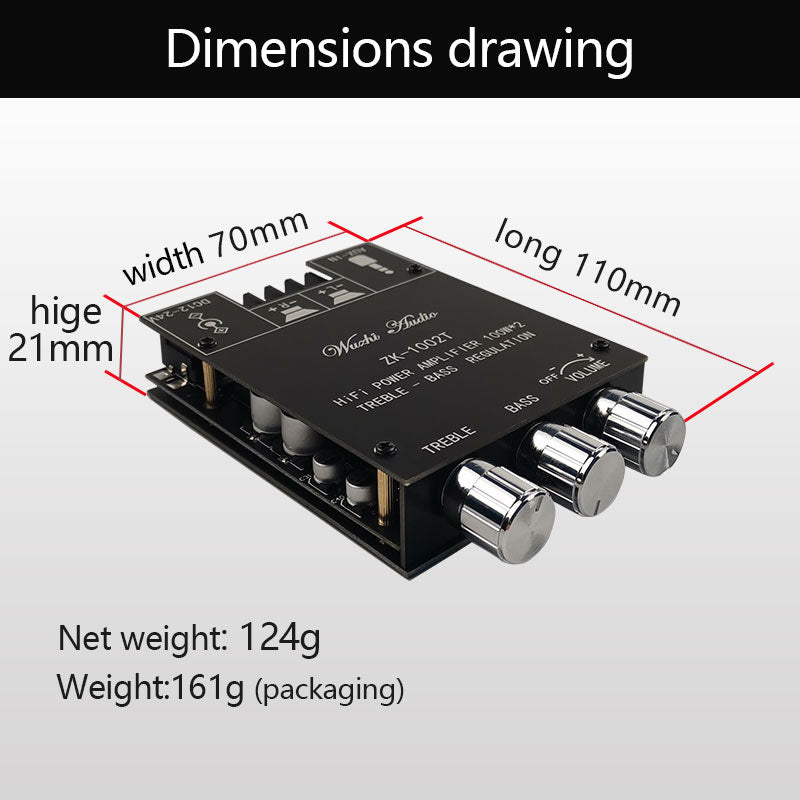 2*100W Dual TPA3116D2 HiFi Stereo Audio Digital Power Amplifier Board Tone Home Theater Aux Amp pcb assembly Customize