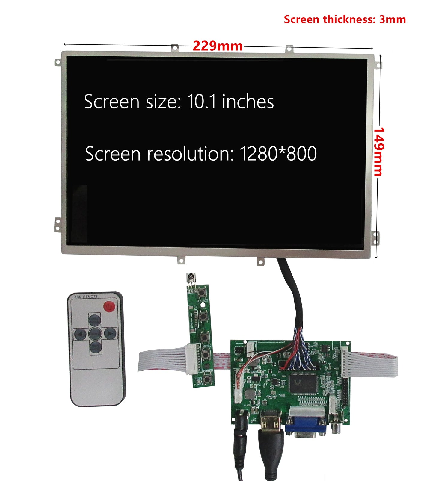 Custom 10.1 Inch 1280*800 IPS Screen Display LCD Monitor Driver Board Control HDM-Compatible VGA Audio For Orange Raspberry Pi 1 2 3 4 Manufacturer