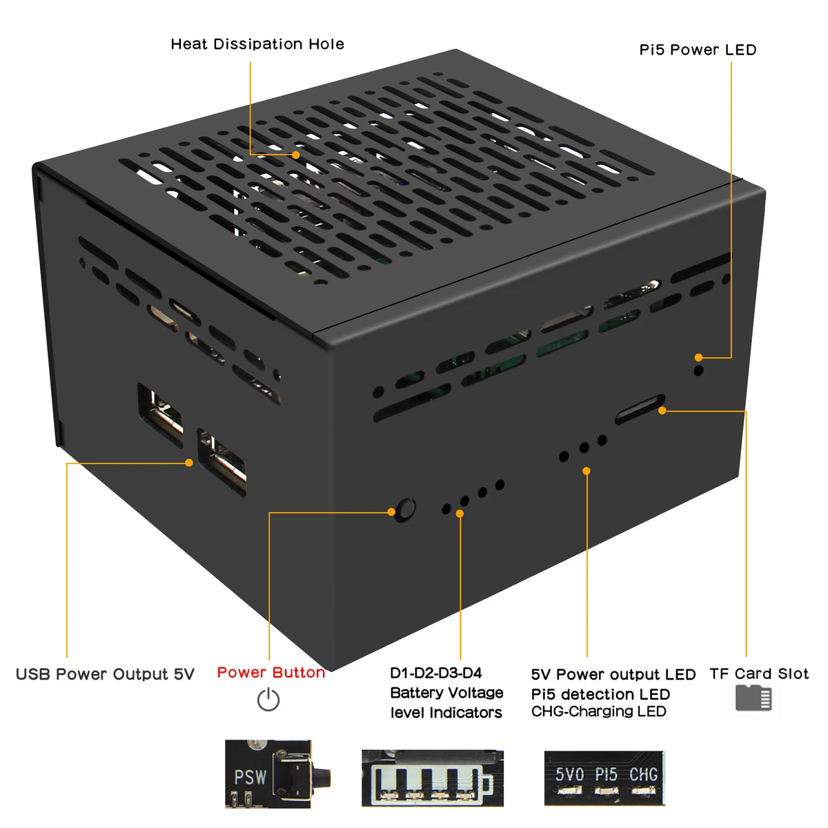Custom  X1202-C1 Metal Case for Raspberry Pi 5 & X1202 UPS Board