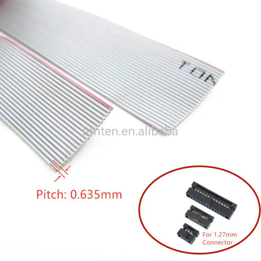 Custom 1Meter 0.635mm Pitch Grey Flat Ribbon Cable For IDC FC 1.27MM Connector 10P/14P/16P/20P/40P 30AWG Wire Manufacturer