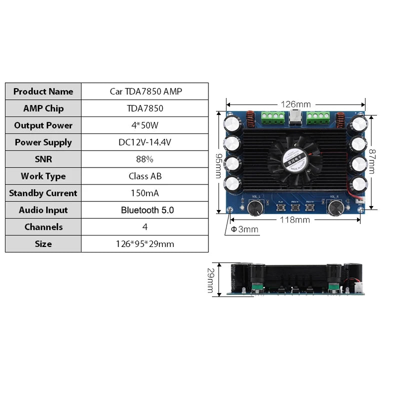 Custom TDA7850 4*50W Audio Power Amplifier Board Automotive Four Ch AMP Class AB Car Stereo Home Theater Amplifiers pcb assembly Manufacturer