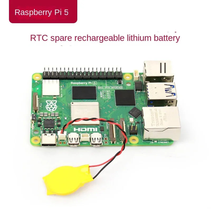 Raspberry Pi 5 RTC Battery Kit - Lithium, Rechargeable, 2Pin JST