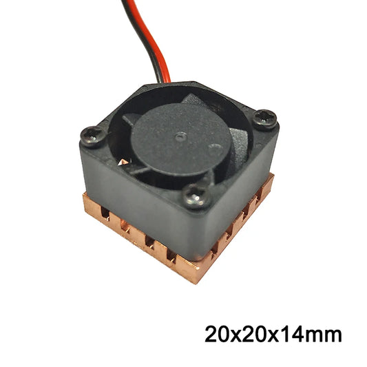 Custom Pure Copper Heat Sink with Fan Adhesive Back Cooling For Computer DIY Fans IC Chipset Cooler 20x20x14mm Manufacturer