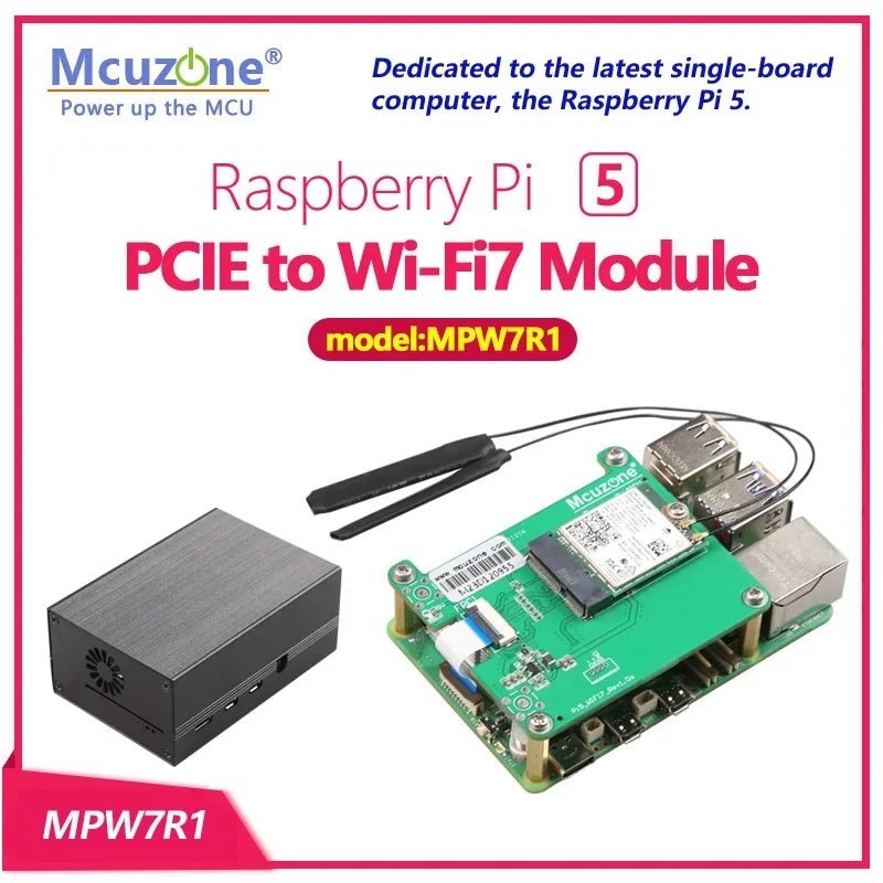 (model:MPW7) Raspberry Pi 5 PCIE to M.2 WiFi7 Module,BE200,AX210,AX200,support google TPU,WiF6E Custom  Custom