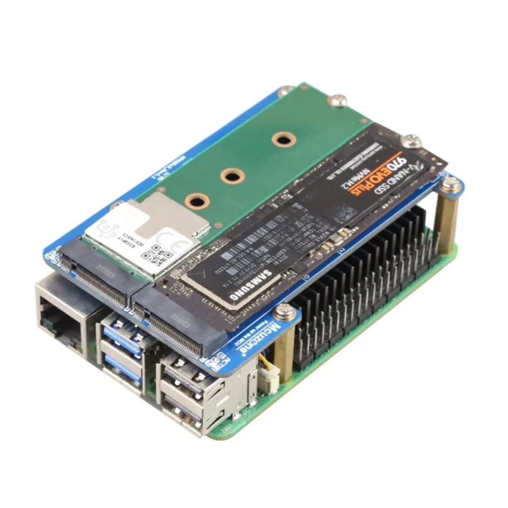 MPSTPU(M.2 M) Raspberry Pi 5 PCIE M.2 NVME SSD+TPU HAT Support 2230/2242/2280 Size SSD and Google Coral Edge TPU Custom