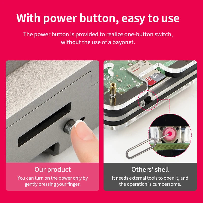 Custom Raspberry Pi 5 ABS Case Silver Shadow Box with PWM Cooling Fan Shell Fit for Active Cooler Power Button for Pi 5