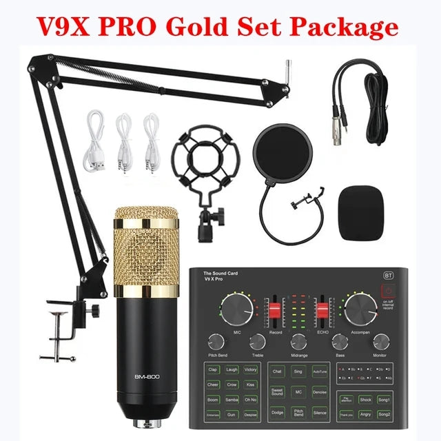 Custom V8XPRO Audio Mixer BM800 Condenser Microphone Live Sound Card BT USB Game DSP Recording Professional Streaming V9X Phone Manufacturer